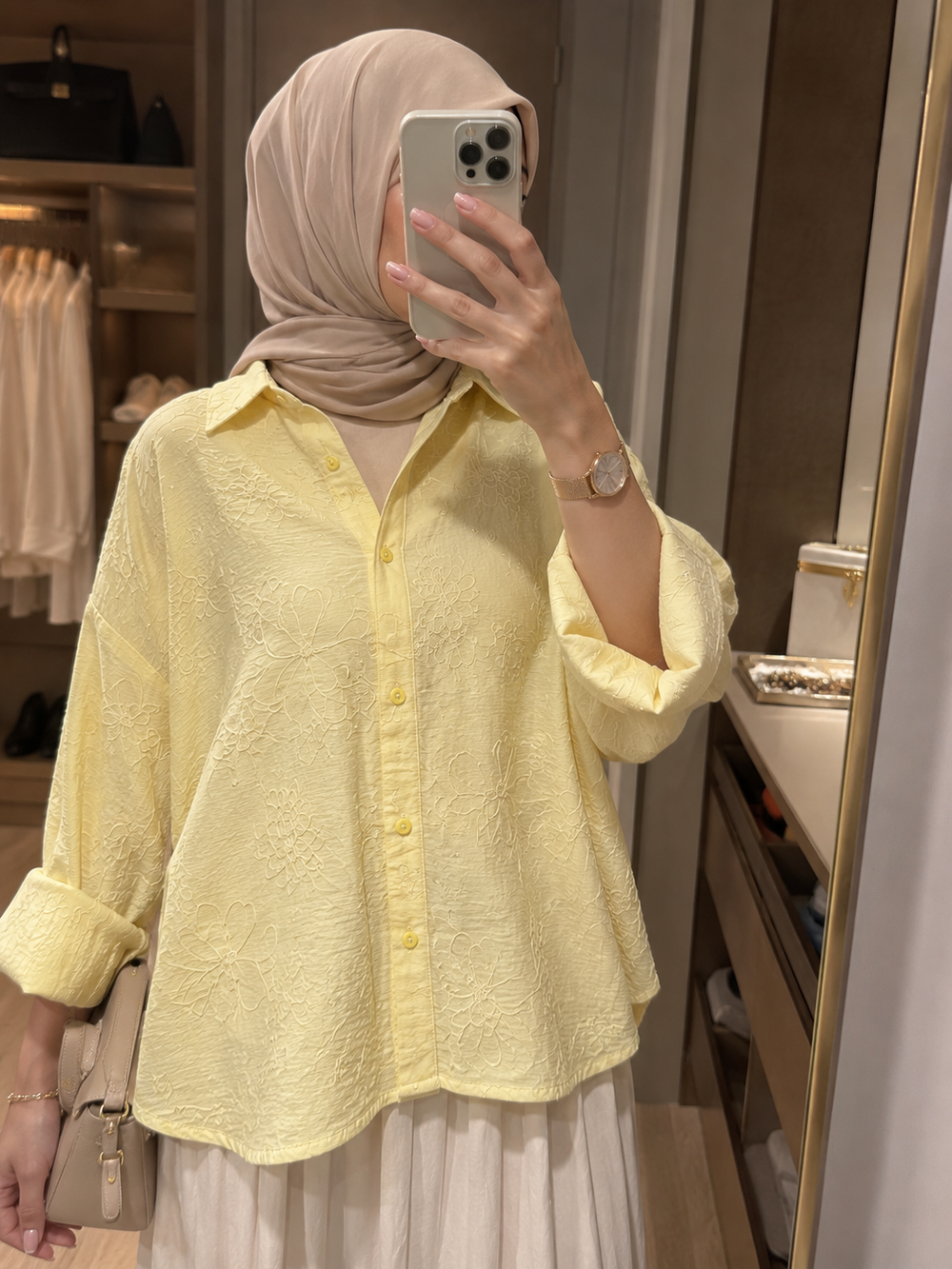 Chemise Brodée Jaune Pastel
