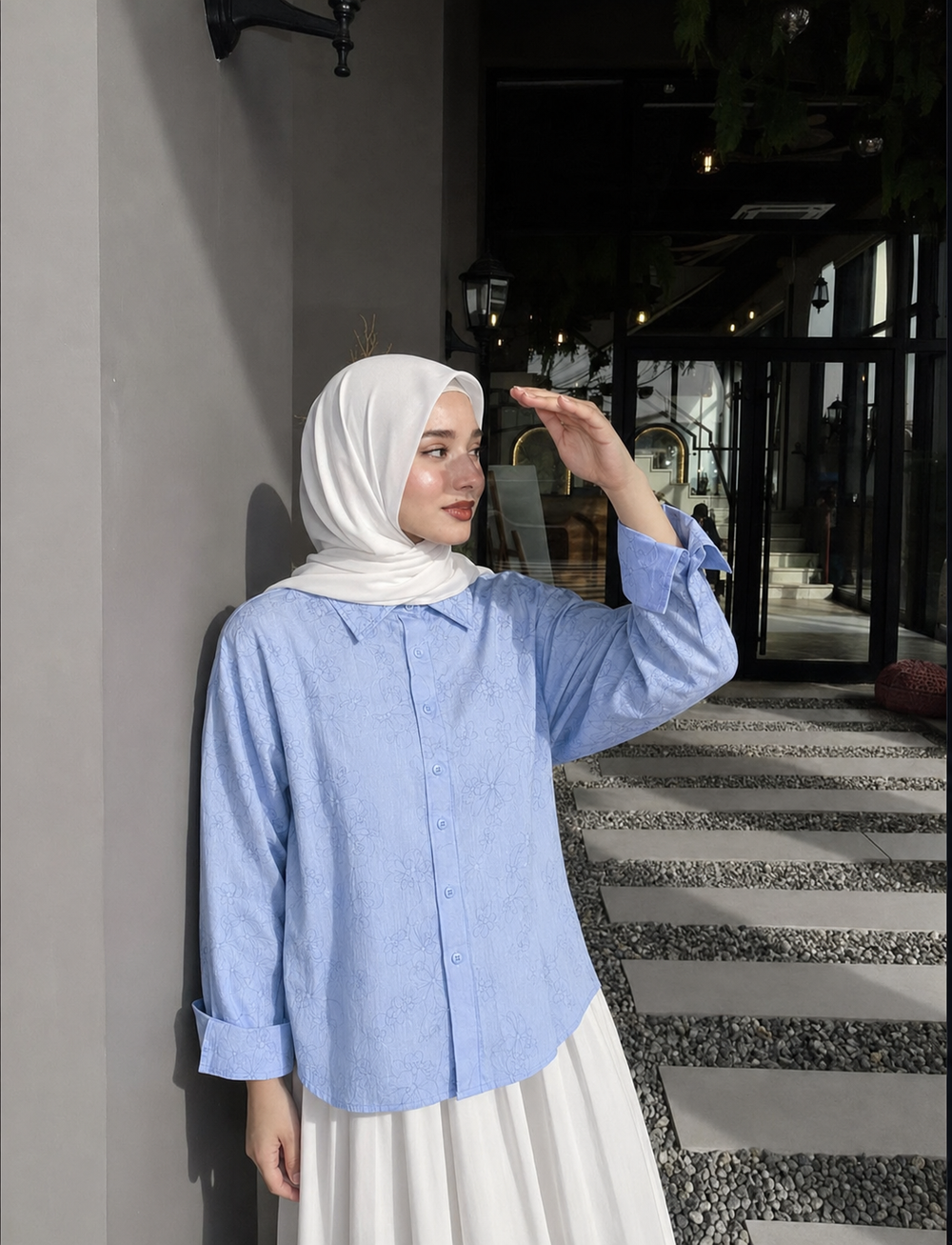 Chemise Brodée Bleu