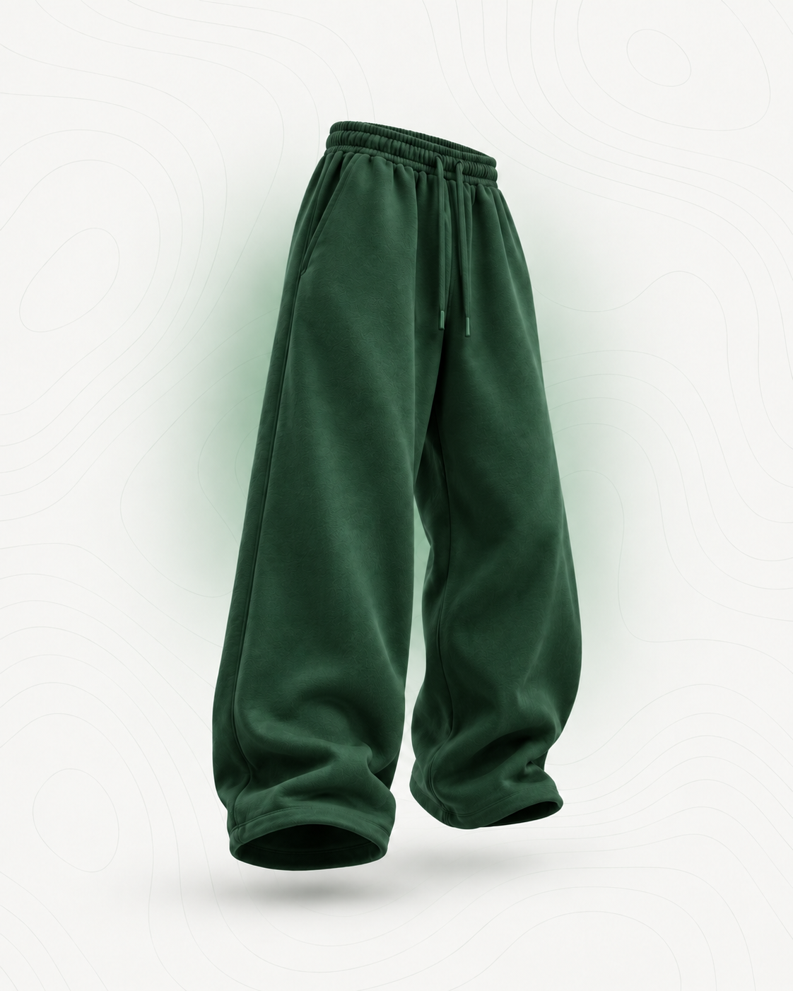 Wide-leg drawstring pants - Forest green
