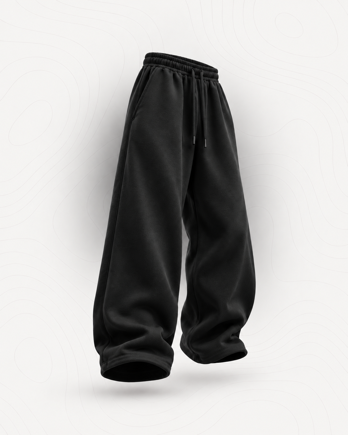 Black wide-leg drawstring pants