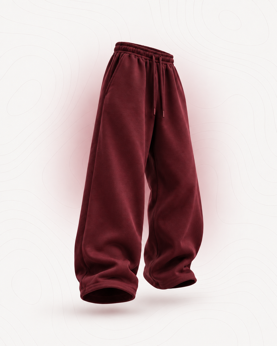 Bordeaux wide-leg drawstring pants